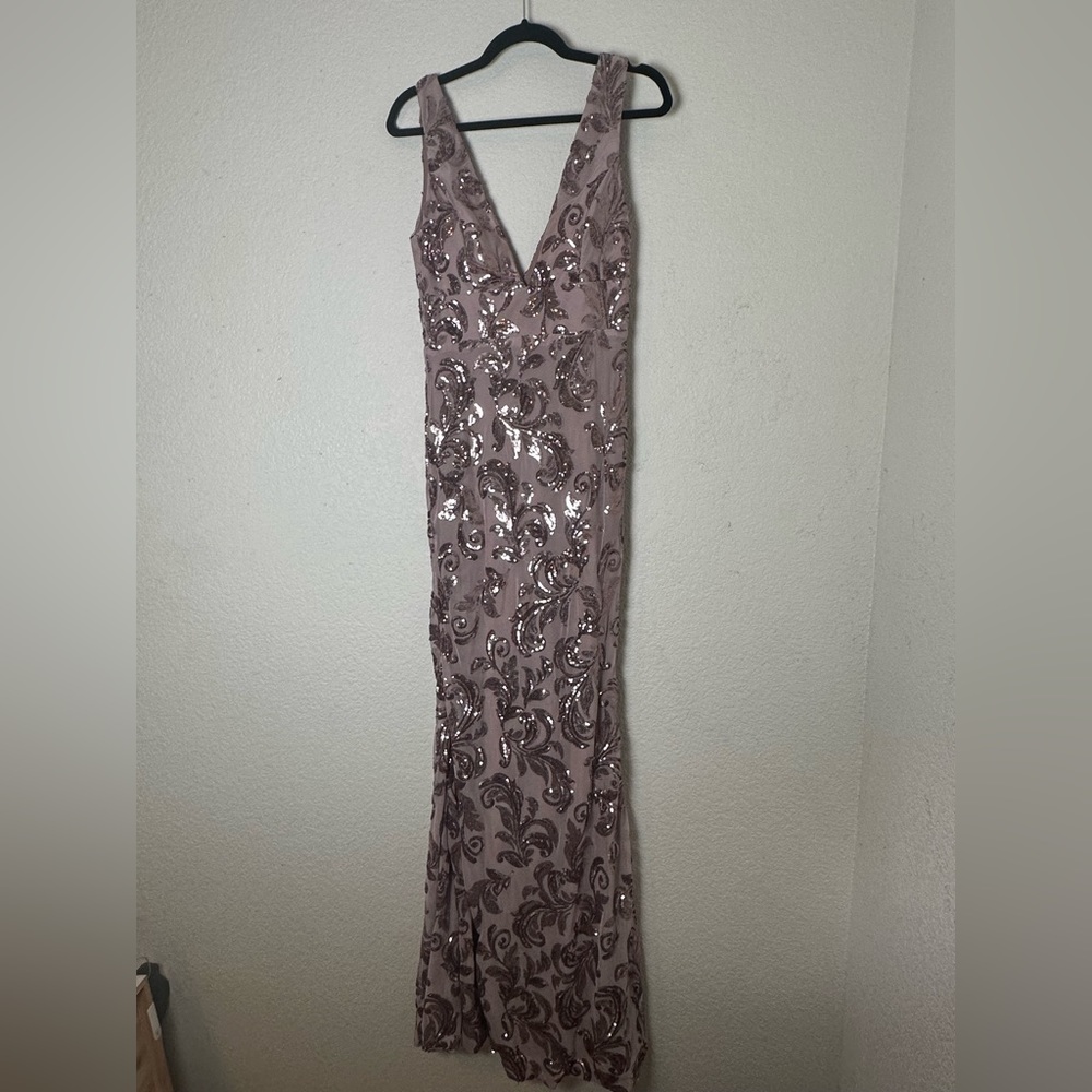 Stunning Mauve Wedding Guest Dress Sparkly Sequins